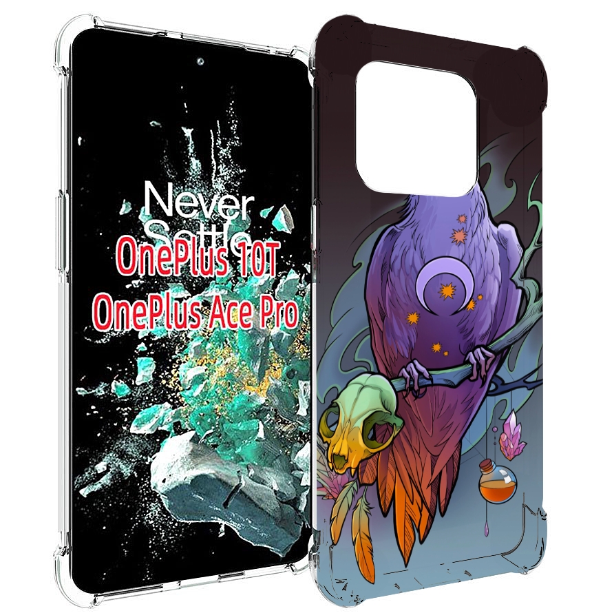 

Чехол MyPads фиолетовый ворон на ветке для OnePlus 10T, Прозрачный, Tocco