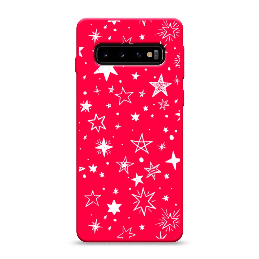 фото Матовый силиконовый чехол "звездочки графика белая" на samsung galaxy s10 awog