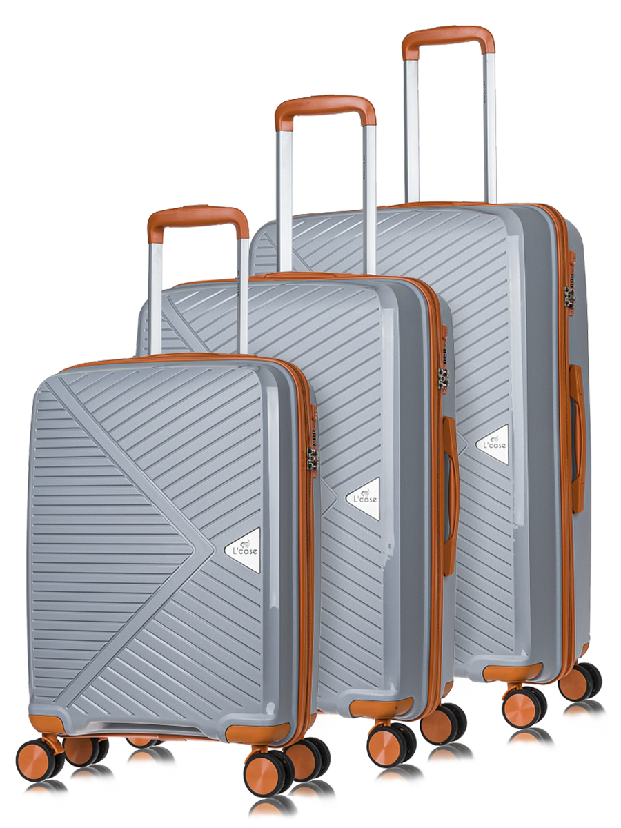 

Комплект чемоданов унисекс L'Case Lyon серый, S/M/L, Lyon