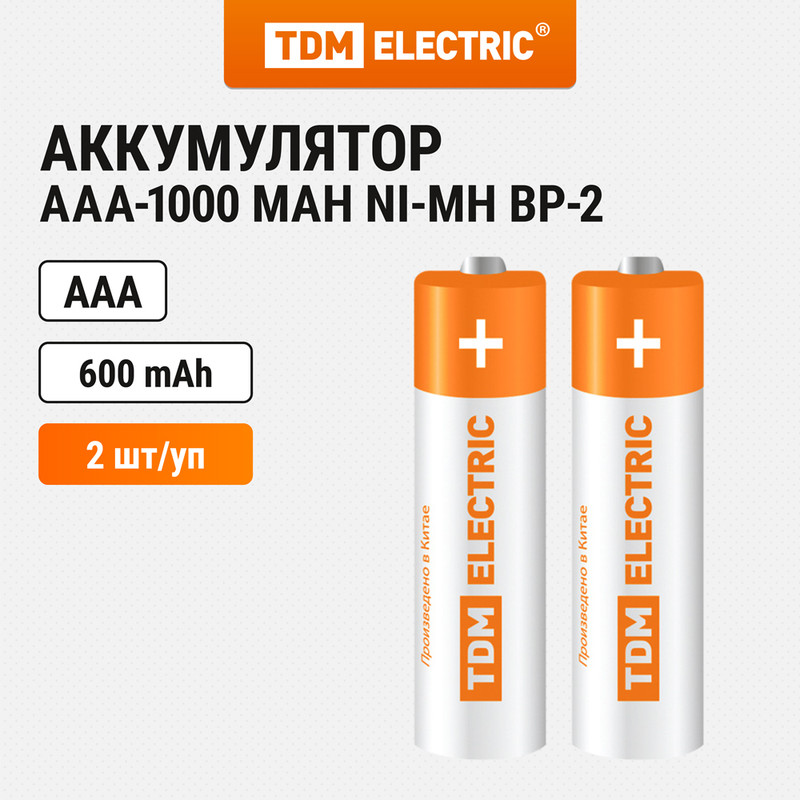 Аккумулятор AAA-1000 mAh Ni-MH BP-2 TDM SQ1702-0075