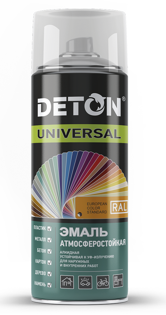 

Эмаль алкидная атмосферостойкая DETON UNIVERSAL, красно-коричневая RAL 3009, 520мл