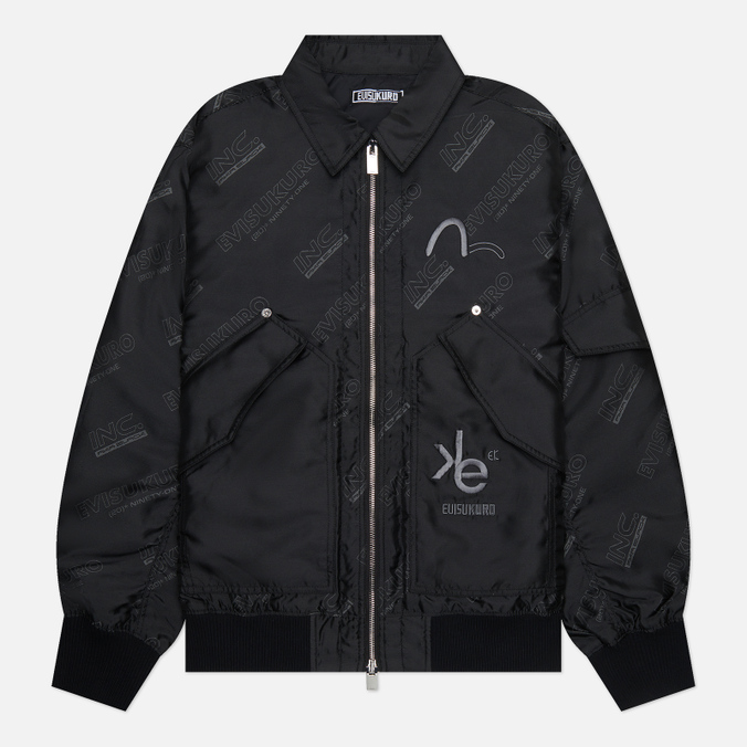 Мужская куртка бомбер Evisu Evisukuro All Over Print MA-2 чёрный, Размер L