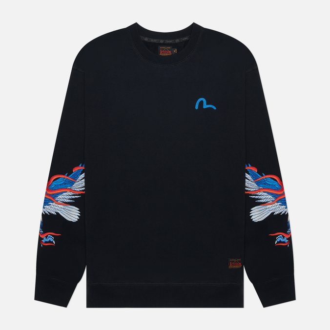 Мужская толстовка Evisu Seagull & Eagle Embroidered Crew Neck чёрный, Размер XL