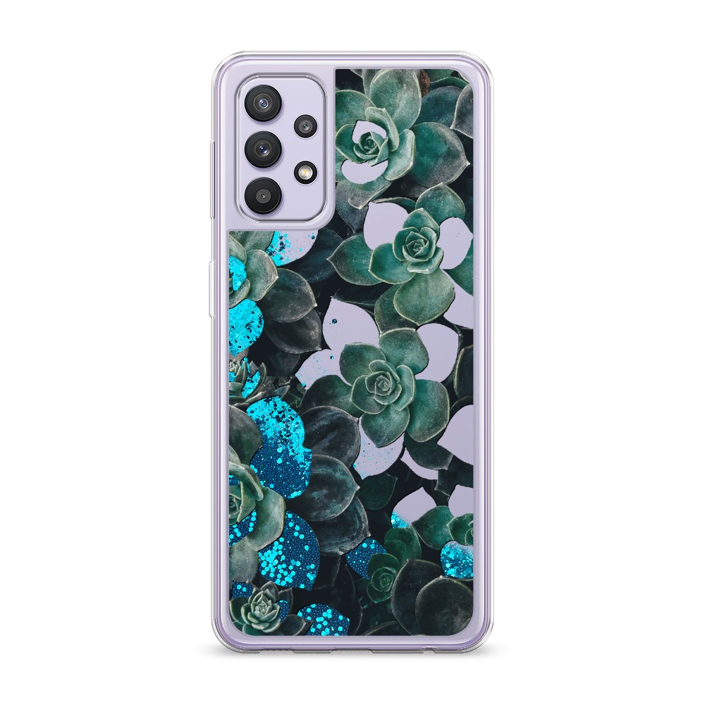 

Жидкий чехол с блестками "Сукуленты цветные" на Samsung Galaxy A32, 2102093-1