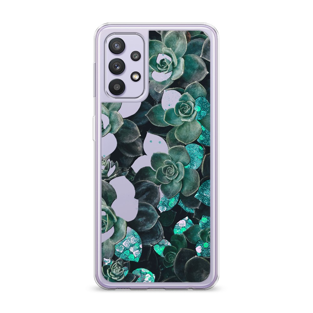 

Жидкий чехол с блестками "Сукуленты цветные" на Samsung Galaxy A32, 2102095-1