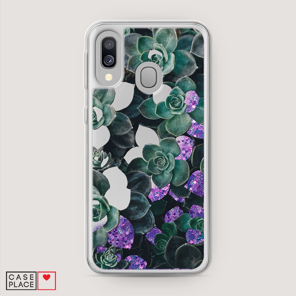 

Жидкий чехол с блестками "Сукуленты цветные" на Samsung Galaxy A40