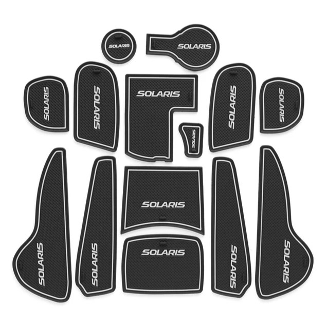 Противоскользящие коврики JDM для Hyundai Solaris 2 поколение бело-черные