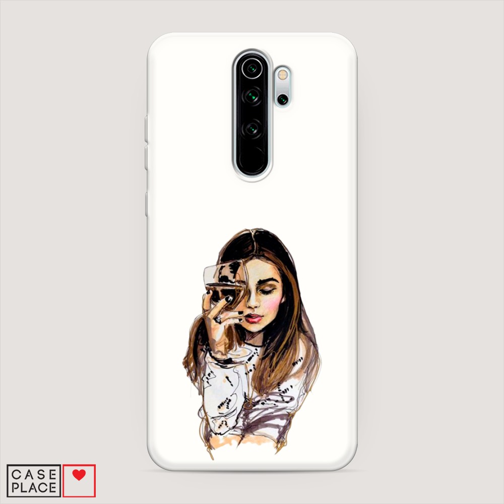 

Матовый силиконовый чехол "Девушка с бокалом" на Xiaomi Redmi Note 8 Pro