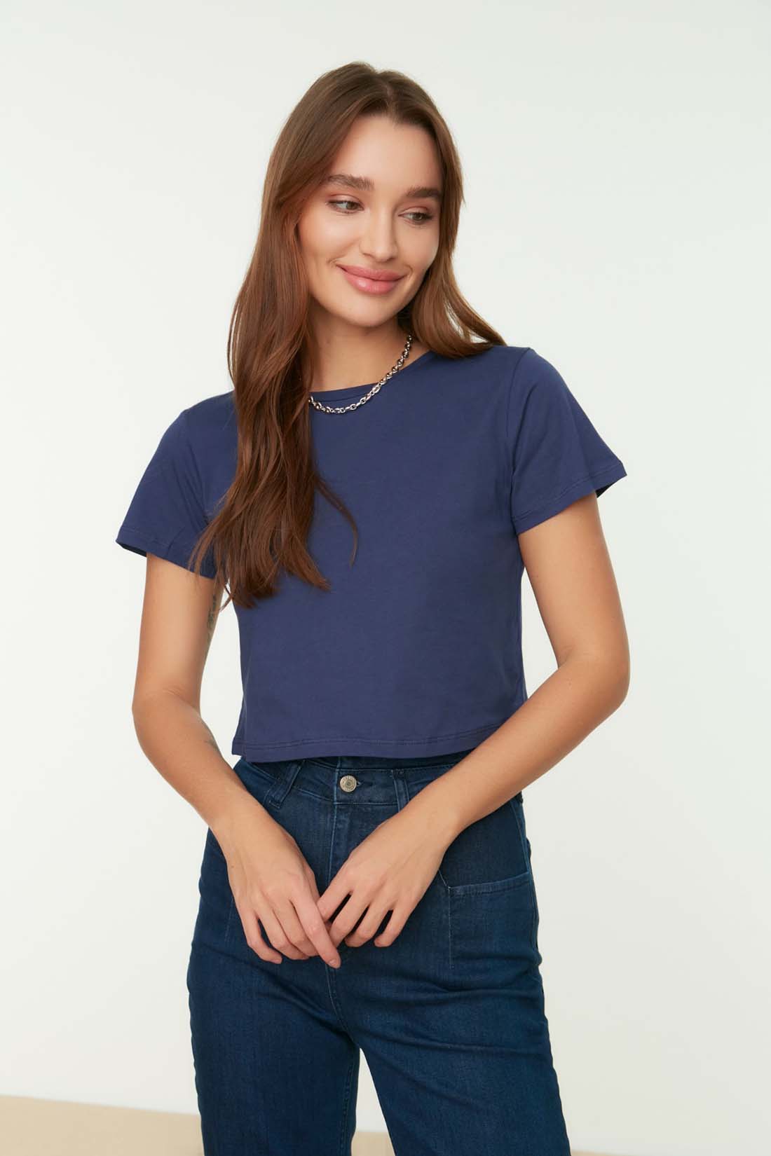 

Футболка женская Trendyol trendyol TWOSS20TS0135 синяя M, Синий, trendyol TWOSS20TS0135