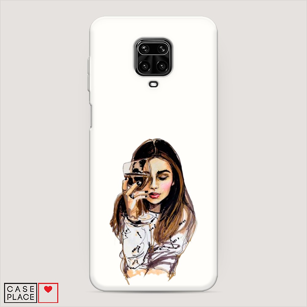 

Матовый силиконовый чехол "Девушка с бокалом" на Xiaomi Redmi Note 9 Pro, 38057-1