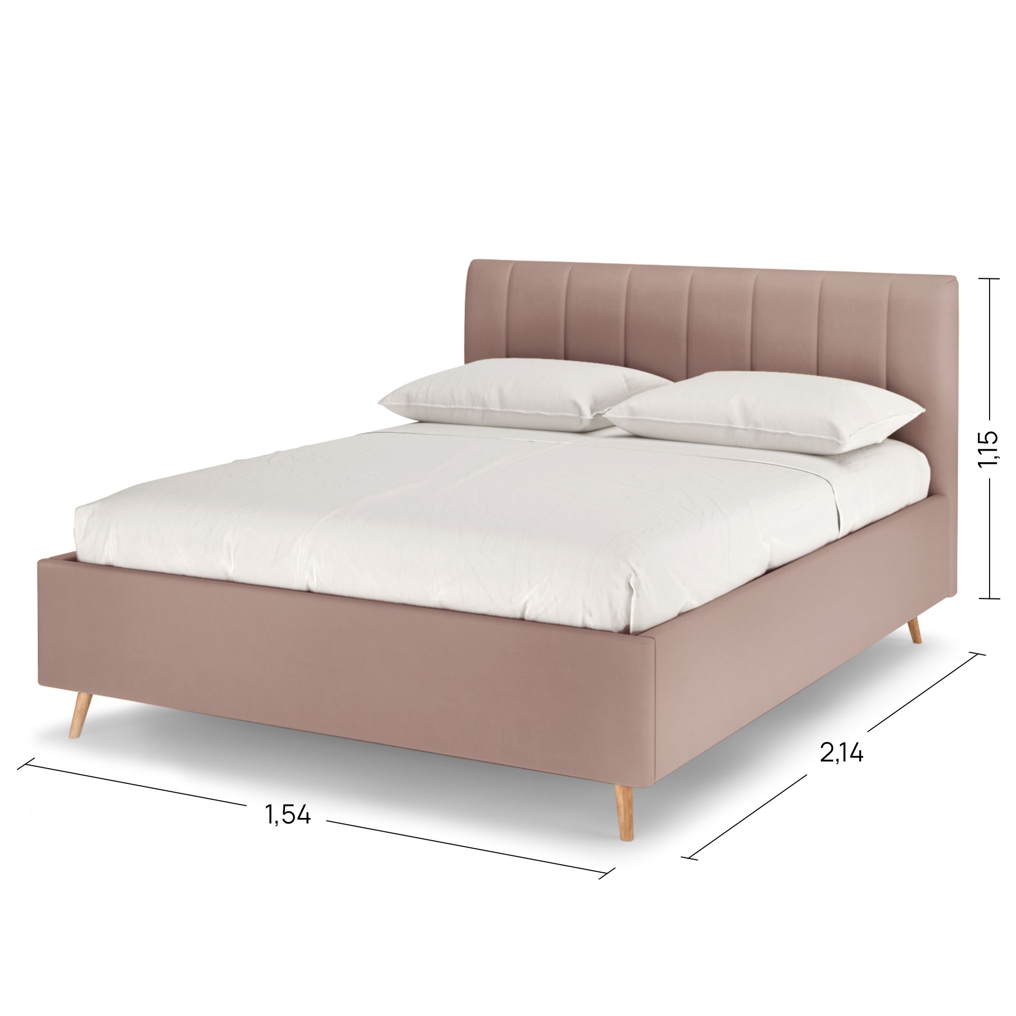 

кровать Армос Rooney 140х200 с ПМ, Велюр Teddy 027 Розовый, Разноцветный, Rooney