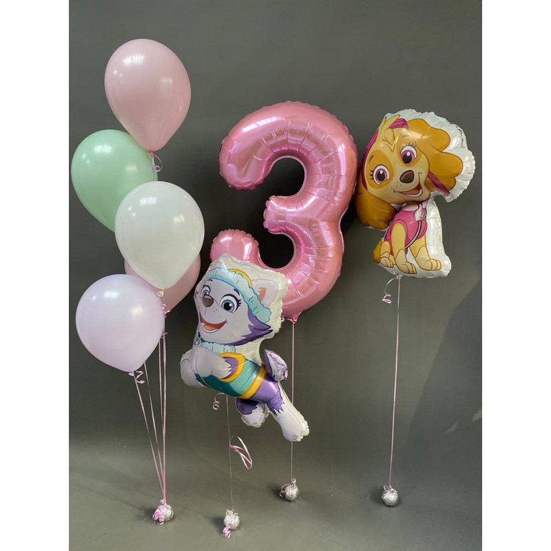 

Набор шаров с гелием №362 С цифрой 3, 5 шт, Разноцветный, 362
