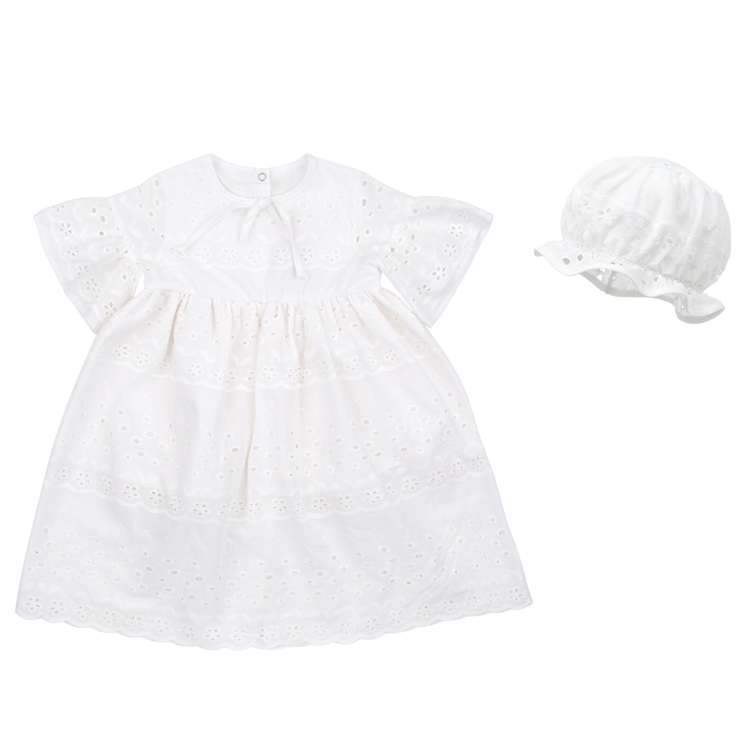 фото Крестильный набор рубашка/чепчик зайка моя newborn, цвет: белый р.62-68