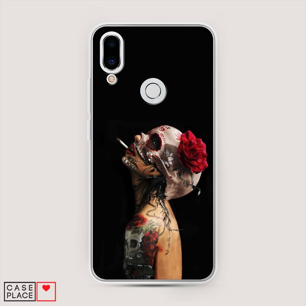 

Чехол Awog на Meizu Note 9 "Девушка с черепом", Черный;красный;бежевый, 73350-9