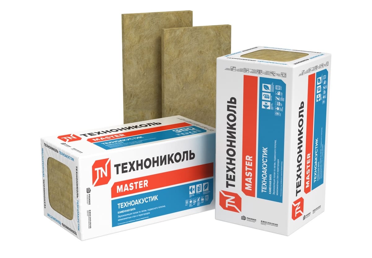 

Базальтовая вата ТехноНиколь ТехноАкустик, 45кг/м 1200x600x50x12, 0,432м/уп