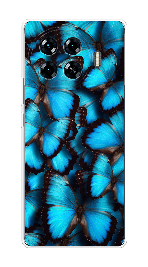 

Чехол на Tecno Spark 20 Pro Plus "Тропическая бабочка 2", Голубой;черный, 305050-1