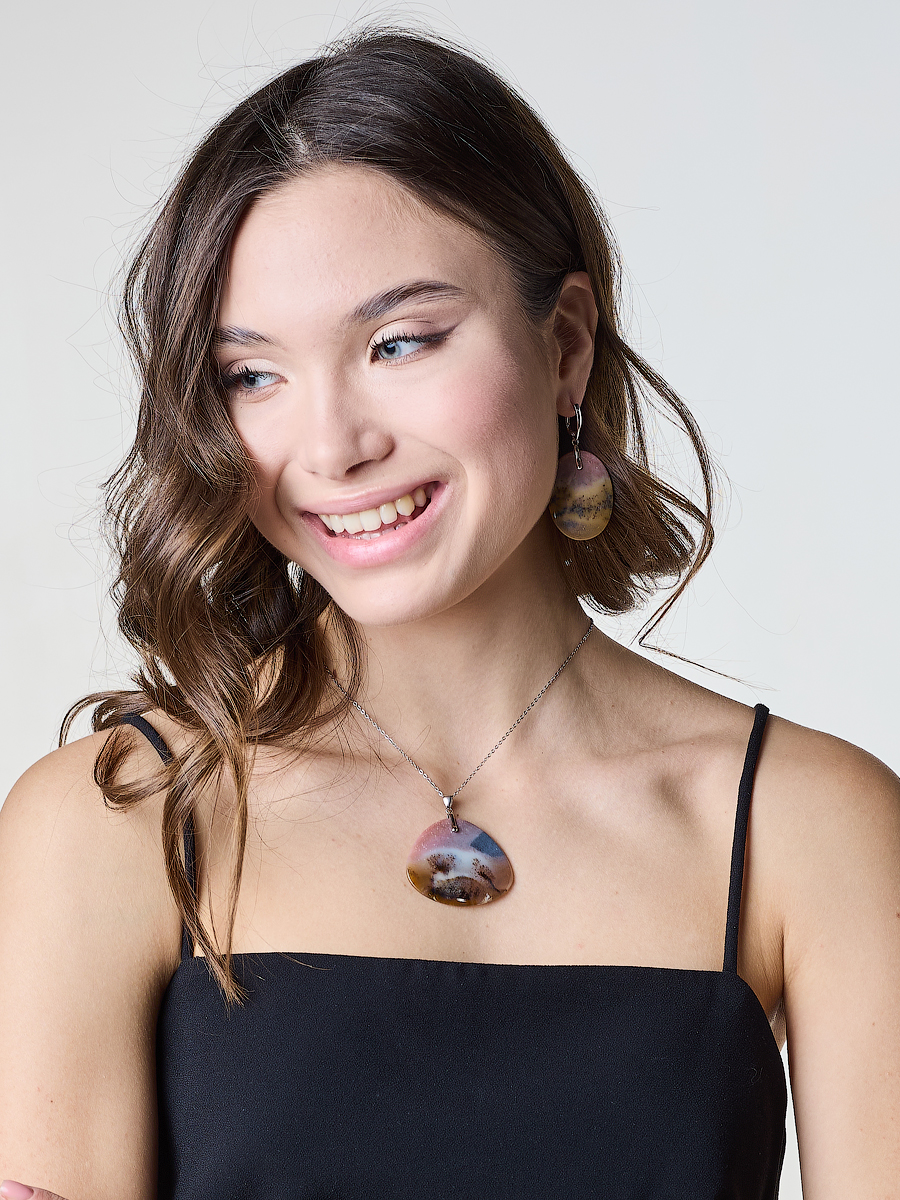 

Комплект (подвеска+серьги) из серебра OLIVA JEWELRY 232800/1-02, агат, 232800/1-02