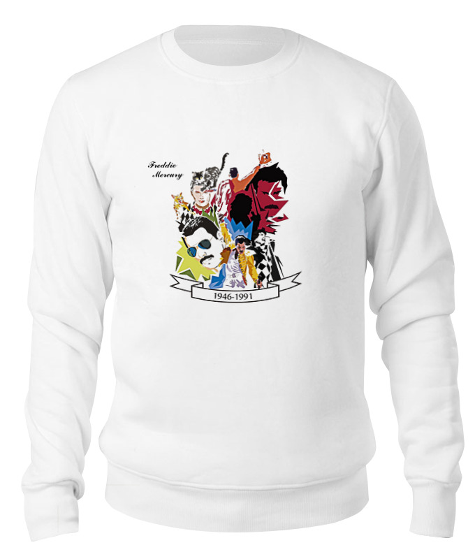 

Свитшот унисекс Printio Freddie mercury - queen белый S, Freddie mercury - queen