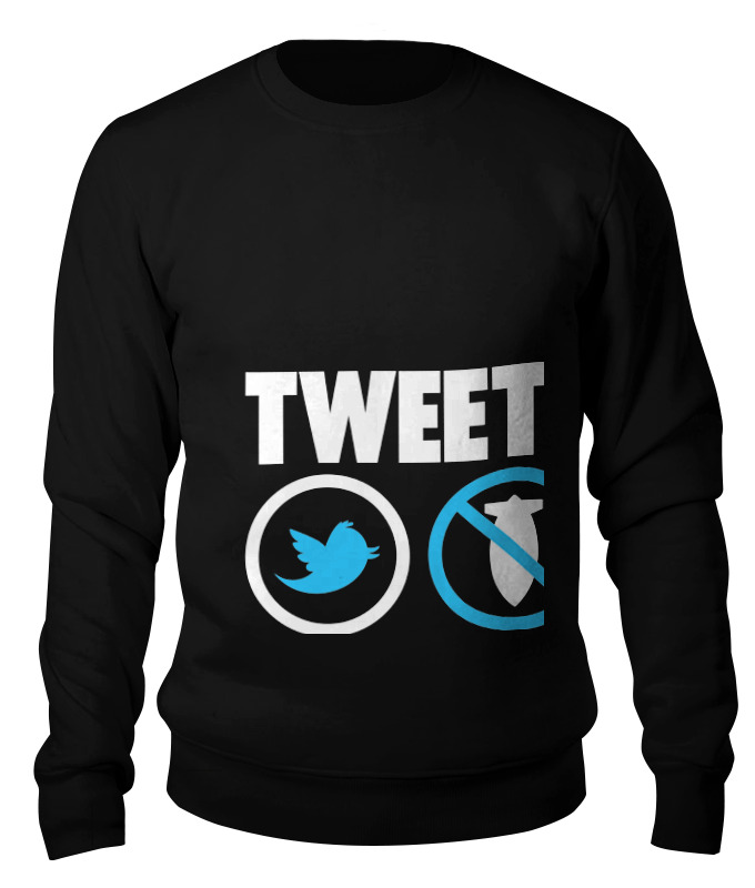 

Свитшот унисекс Printio Tweets not war черный L, Tweets not war