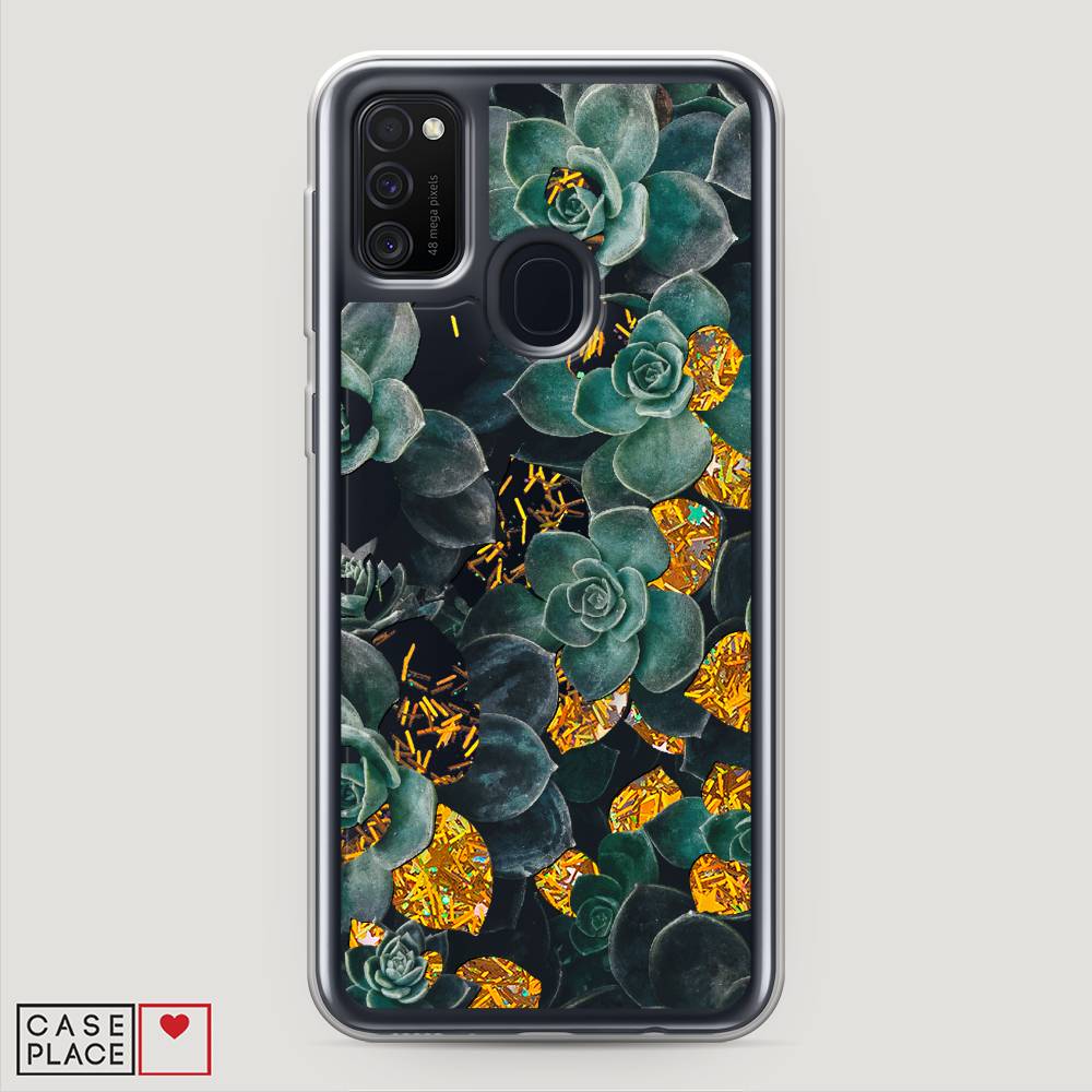 

Жидкий чехол с блестками "Сукуленты цветные" на Samsung Galaxy M30s, 29890-1