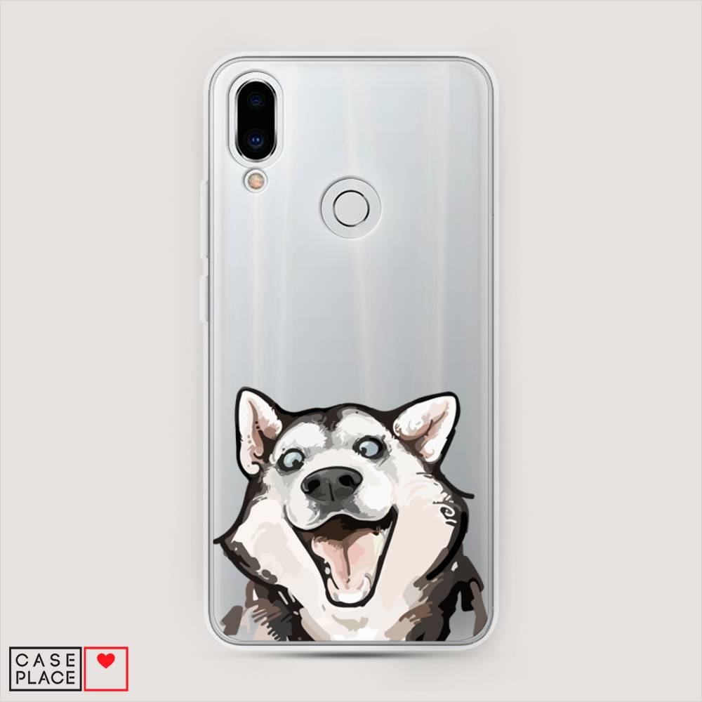

Чехол Awog на Meizu Note 9 "Радостный хаски", Белый;голубой;черный, 73350-1