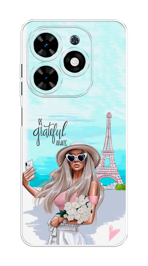 

Чехол на Tecno Spark Go 2024 "Селфи Париж", Голубой;бежевый, 304650-1