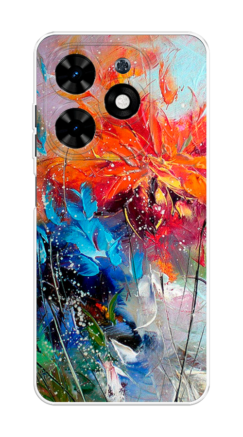 

Чехол на Tecno Spark Go 2024 "Абстрактные цветы", Оранжевый;синий, 304650-1