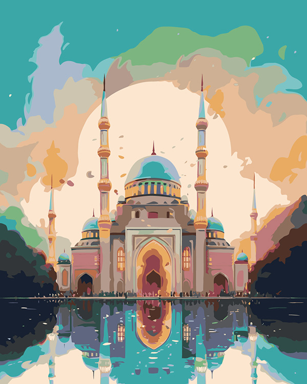 Картина по номерам Цветное Сказочная мечеть на закате