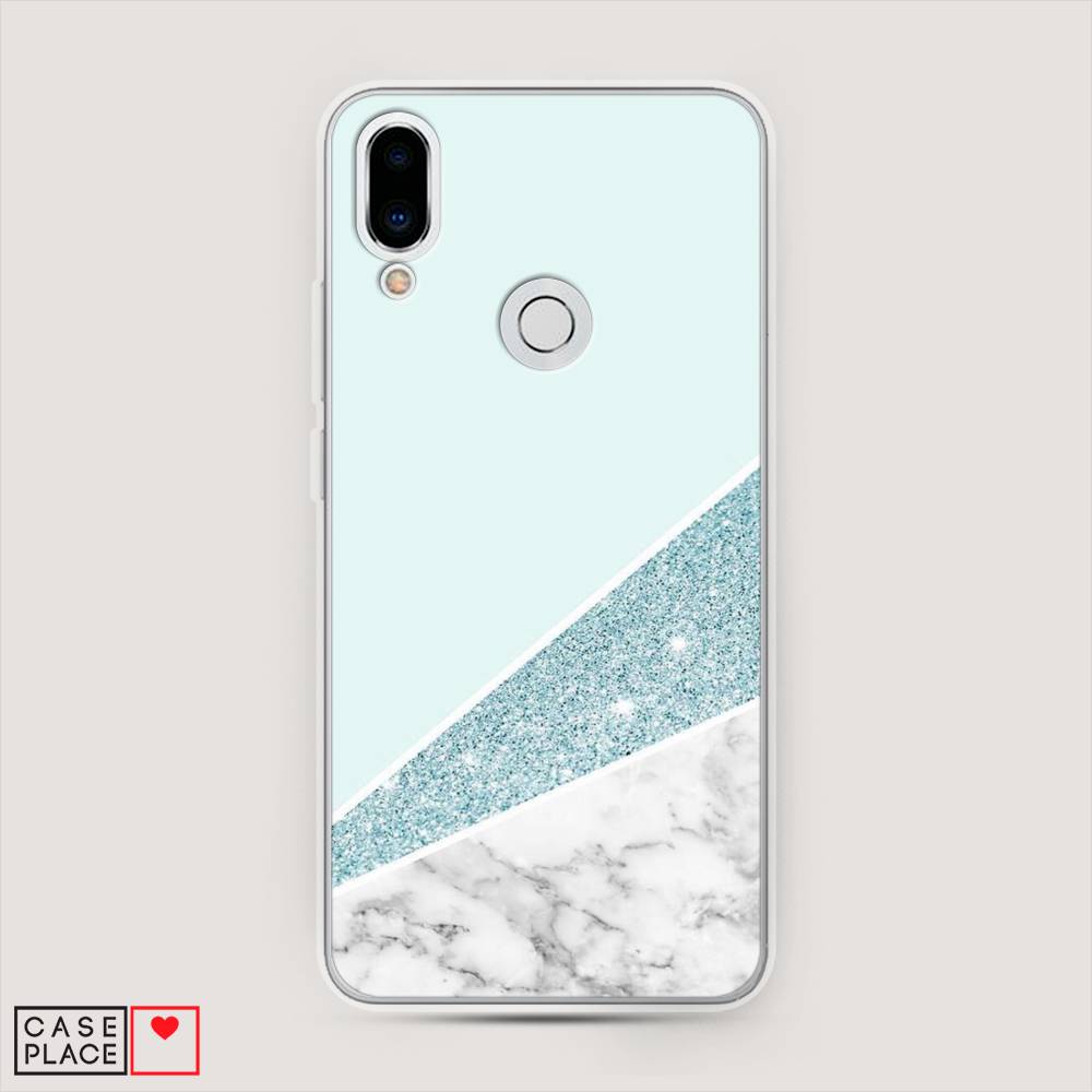 

Чехол Awog на Meizu Note 9 "Мрамор с голубыми блестками", Голубой;белый, 73350-3