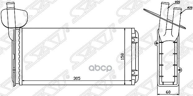 

Радиатор Отопителя Салона Volkswagen Transporter T4 90- Sat St-Vwt4-395-0