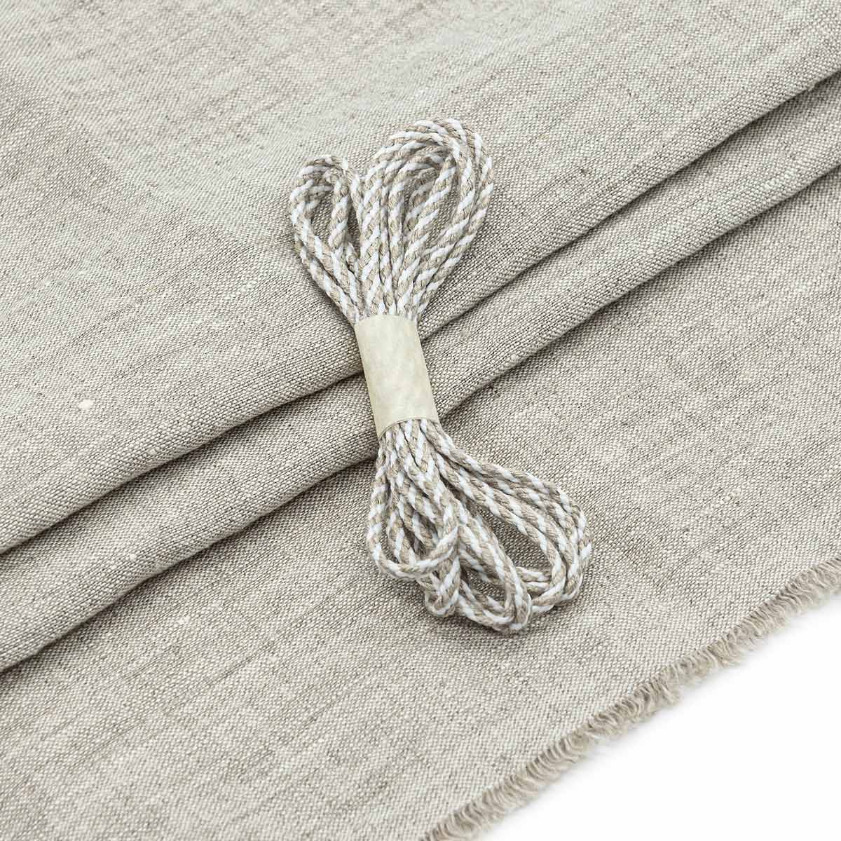 Ткань лён со шнуром SOVUSHKA 28961 (45*50 см, 2 м) натуральный серый, белый, натуральный