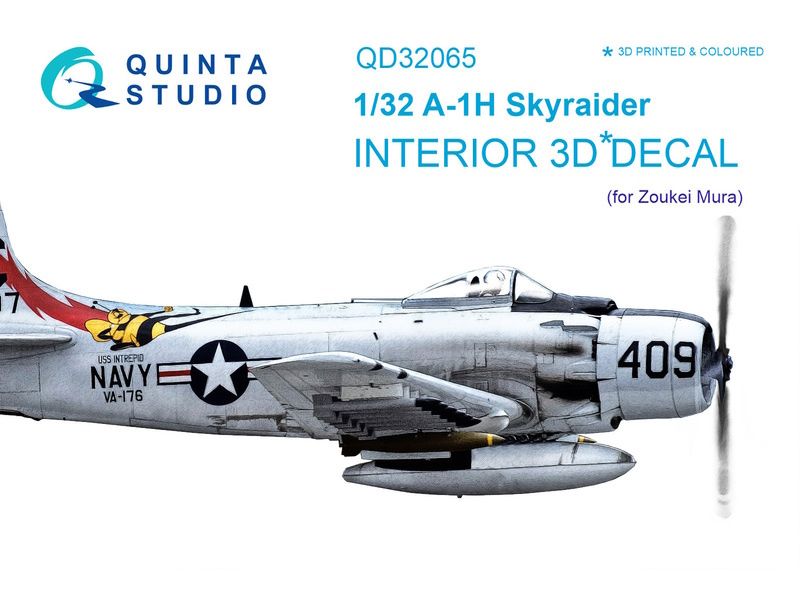 

QD32065 3D Декаль интерьера кабины A-1H Skyraider для модели ZM SWS, Цветной