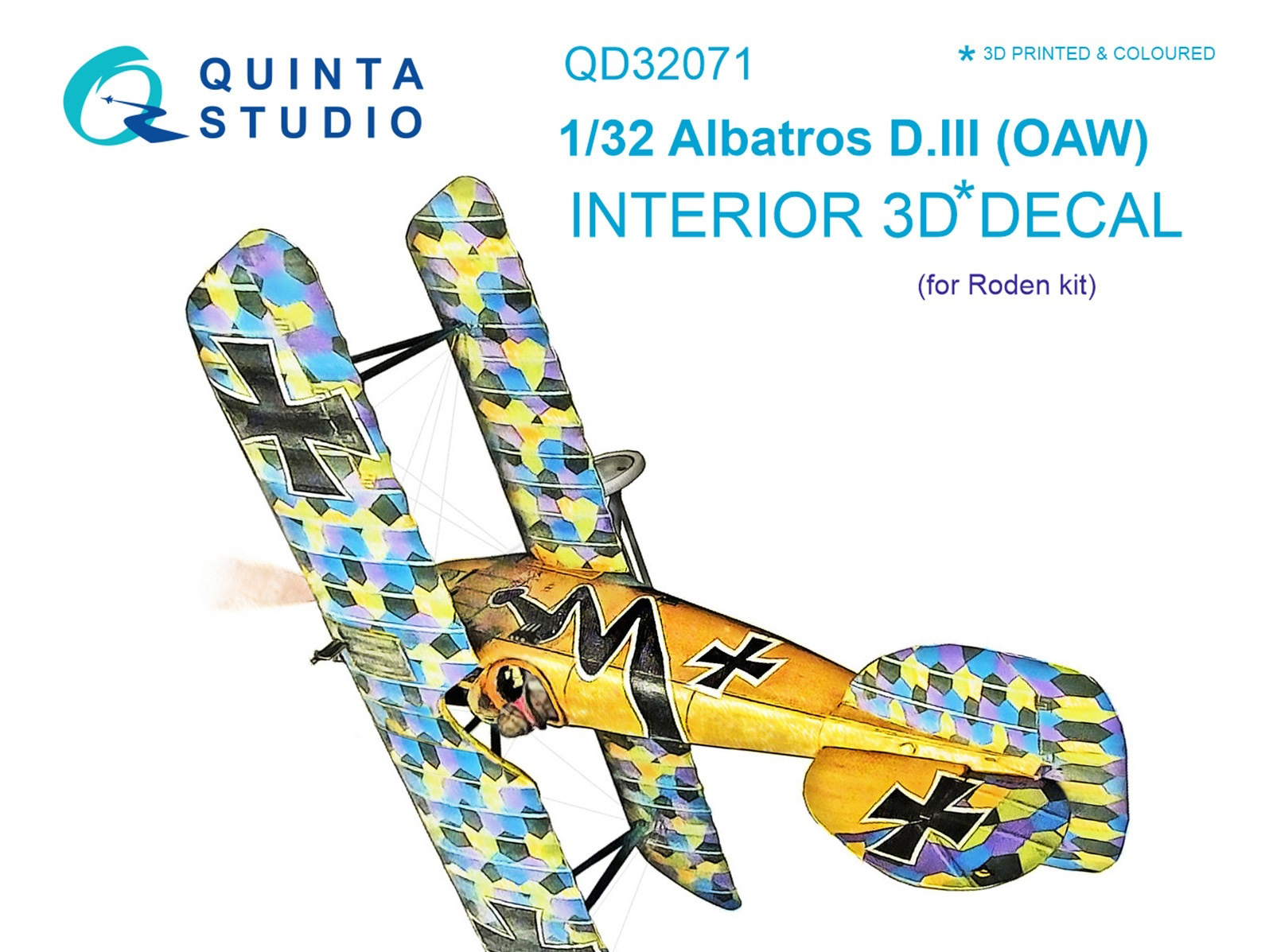 

QD32071 3D Декаль интерьера кабины Albatros D.III OAW для модели Roden, Цветной