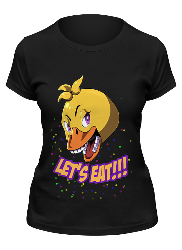 

Футболка женская Printio Let's eat!!! (five nights at freddy’s) черная L, Черный, Let's eat!!! (five nights at freddy’s)