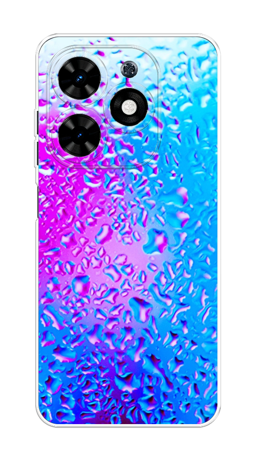 

Чехол на Tecno Spark Go 2024 "Капли на стекле", Бирюзовый;розовый, 304650-1