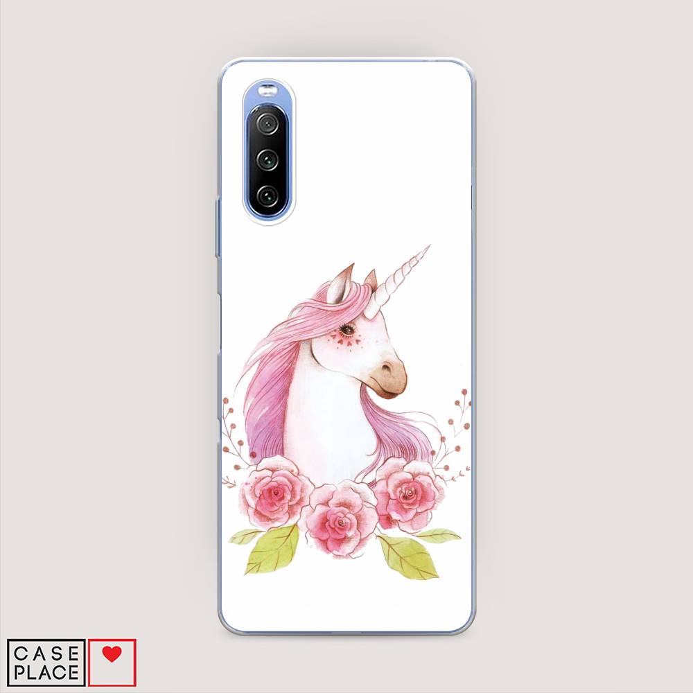 

Чехол на Sony Xperia 10 III "Единорог цветы", Белый;розовый;серый, 54950-1