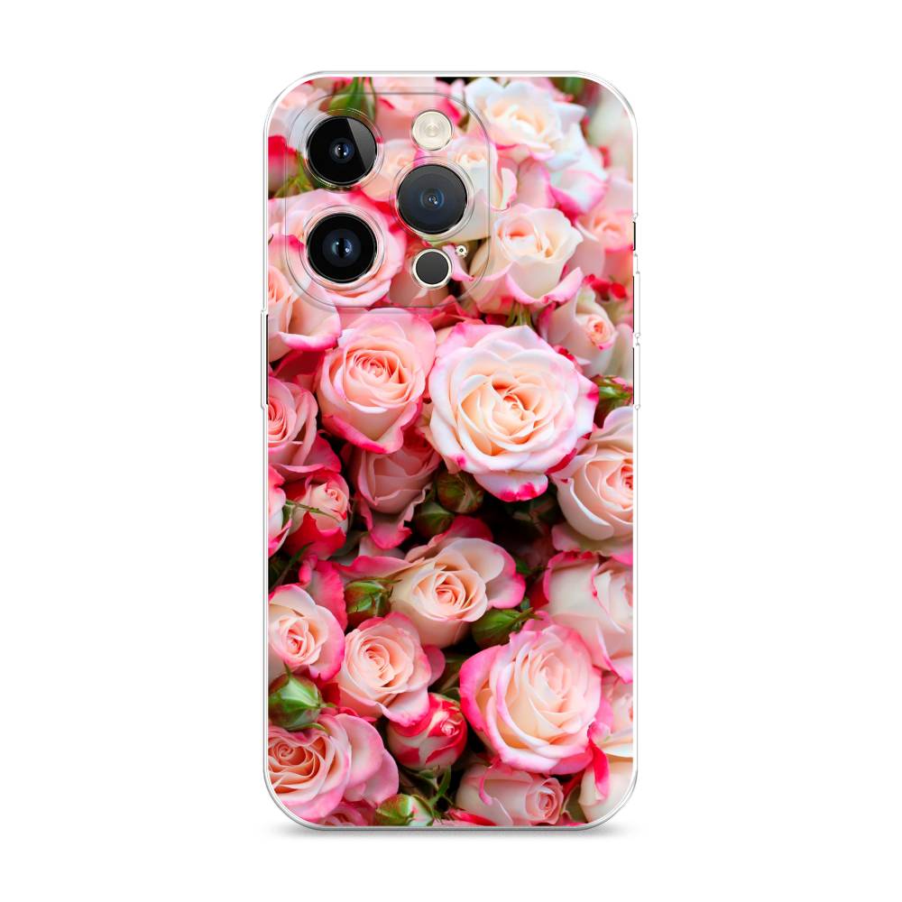 

Чехол на Apple iPhone 14 Pro "Много роз", Розовый, 15250-2