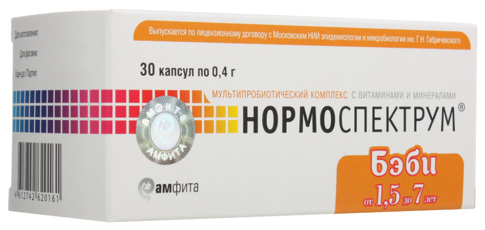 Купить Нормоспектрум Бэби для детей от 1, 5 до 7 лет капсулы 400 мг 30 шт., Амфита