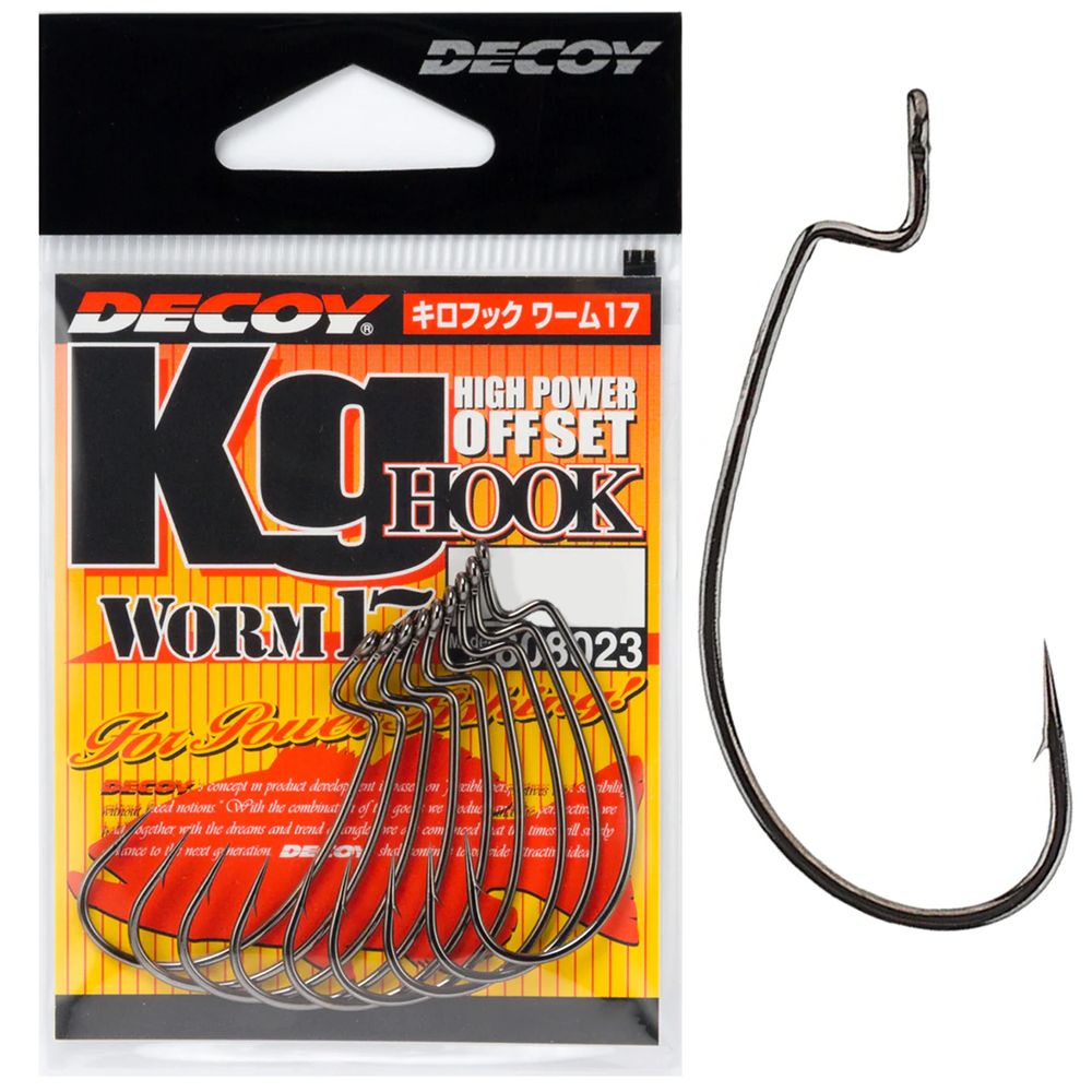 Крючки офсетные DECOY WORM 17 Kg Hook #1/0 (9 шт) / Для рыбалки / Оснащение приманок