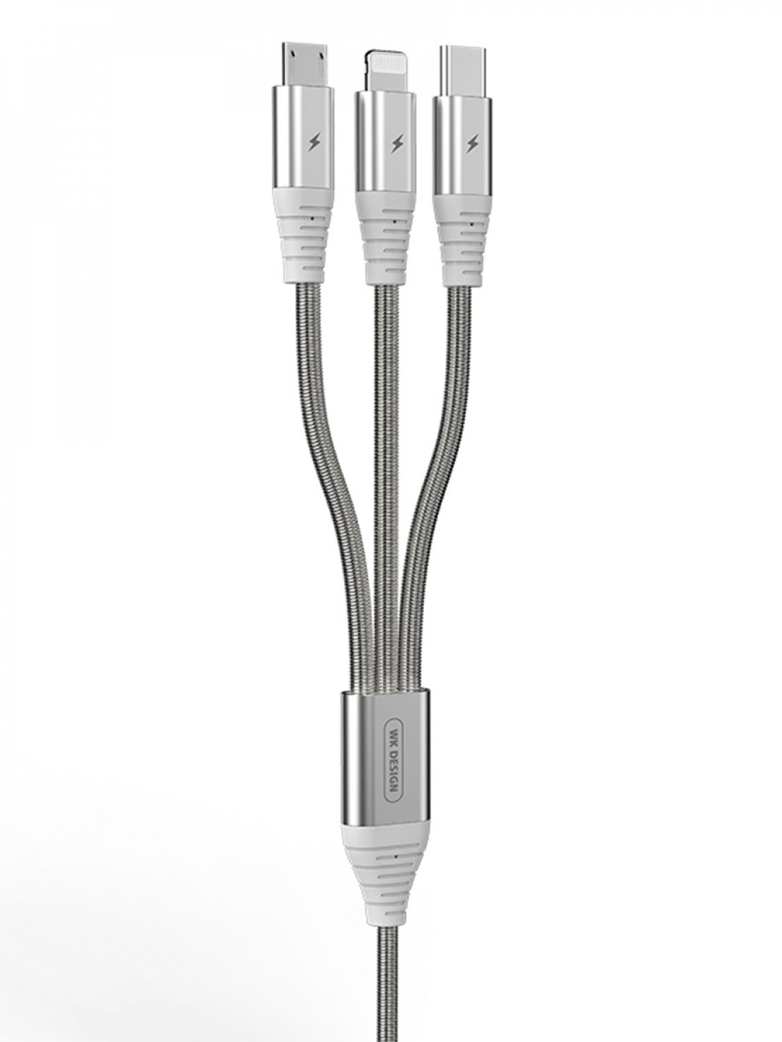 фото Кабель multi usb-ip+micro+type-c wk kingkong silver 1.2m