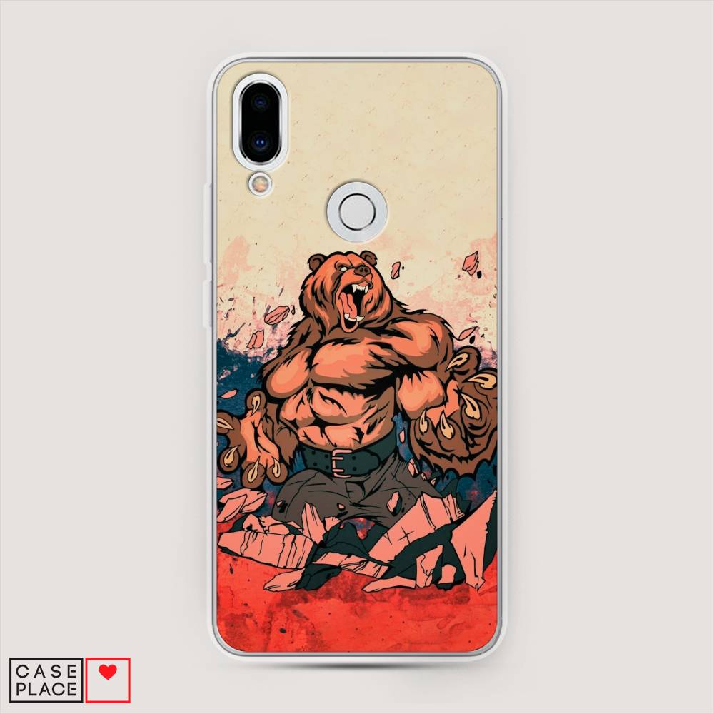 

Чехол Awog на Meizu Note 9 "Медведь с флагом РФ", Коричневый;синий;красный, 73350-2