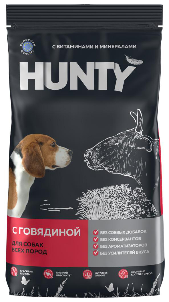фото Сухой корм для собак hunty полнорационный, говядина, 2.2кг