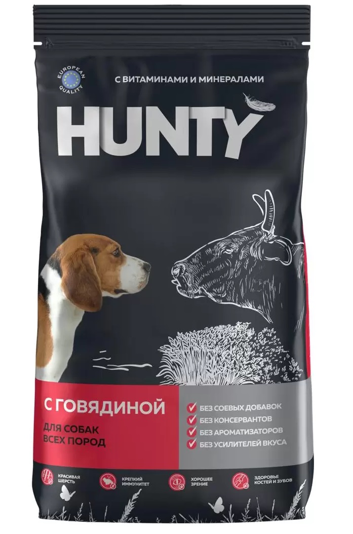 фото Сухой корм для собак hunty полнорационный, говядина, 2.2кг