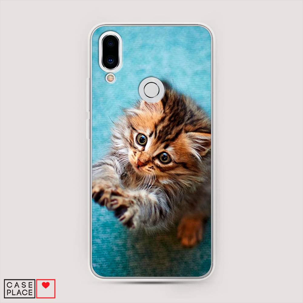 

Чехол Awog на Meizu Note 9 "Котенок просит есть", Голубой;коричневый;белый, 73350-2