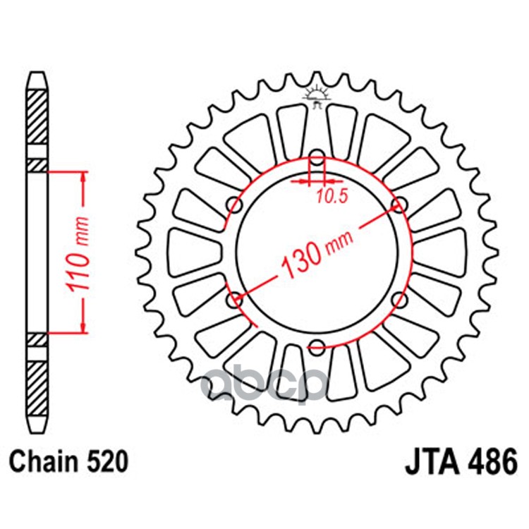 Звезда Мотоциклетная Jt Jta486.43 Алюминиевая JT Sprockets арт. JTA486.43