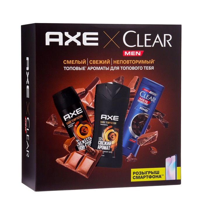 AXE Подарочный набор Axe Dark Temptation: дезодорант, 150 мл + гель для душа, 250 мл + шам