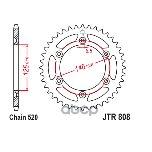 Звезда Мотоциклетная Jt Jtr808.50sc Самоочищающаяся JT Sprockets арт. JTR808.50SC