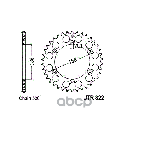 Звезда Мотоциклетная Jt Jtr822.44 JT Sprockets арт. JTR822.44