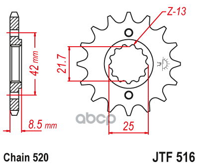 Звезда Мотоциклетная Jt Jtf516.14 JT Sprockets арт. JTF516.14