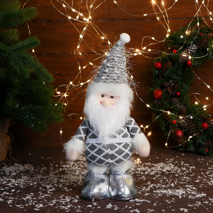 Фигурка новогодняя Зимнее Волшебство Дед Мороз с ремешком 9692556 Белый 30 см